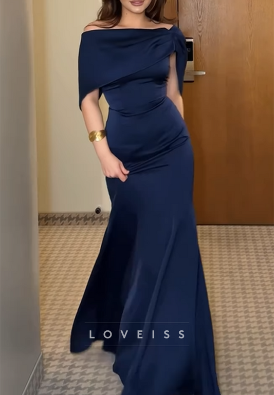 Off-Shoulder Cap Sleeves Mermaid Evening Dress