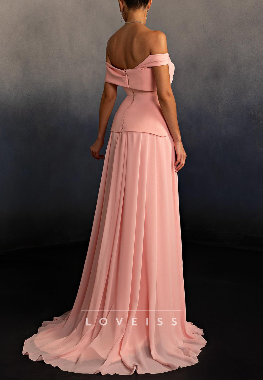 Off-Shoulder Cap Sleeves Pleated A-Line Prom Dress