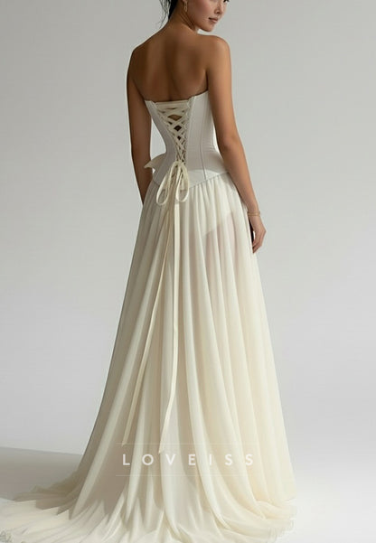 Off-Shoulder Corset Sleeveless Pleated A-Line Prom Dress