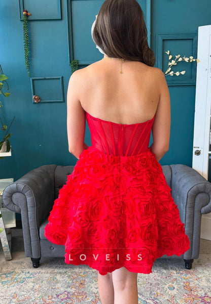 Off-Shoulder Floral Embellished A-Line Party Homecoming Dress