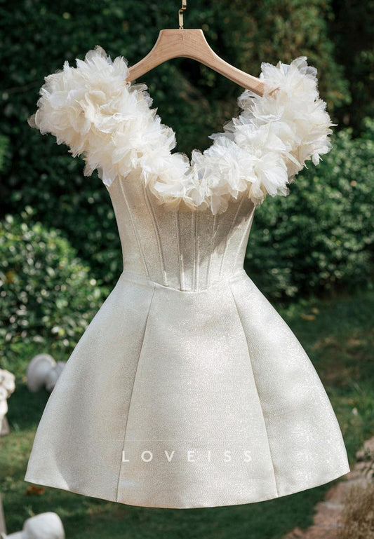 Off-Shoulder Floral Short A-Line Party Homecoming Dress