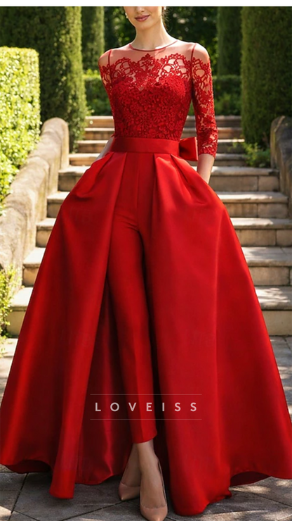 Off-Shoulder Lace Appliques  Jumpsuits Mother of Bride Dress
