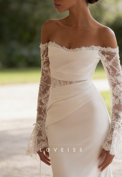 Off-Shoulder Lace Appliques Mermaid Wedding  Dress