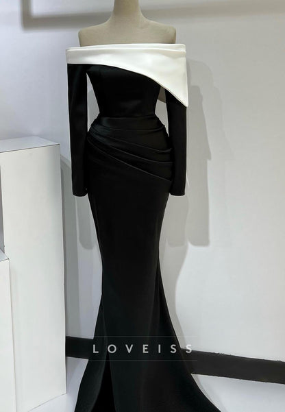Off-Shoulder Long Sleeves Mermaid Evening Dress