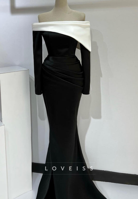 Off-Shoulder Long Sleeves Mermaid Evening Dress