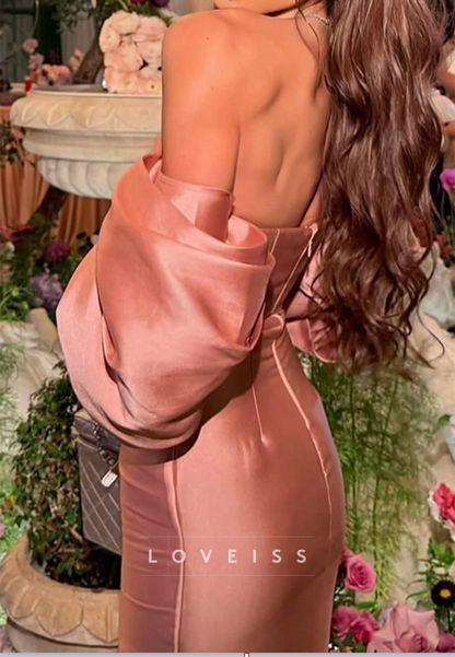 Off-Shoulder Long Sleeves Satin Sleek Mermaid Evening Dress