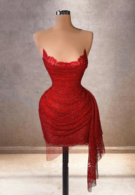 Off-Shoulder Pleated Sheeath Sexy Short Party Dress