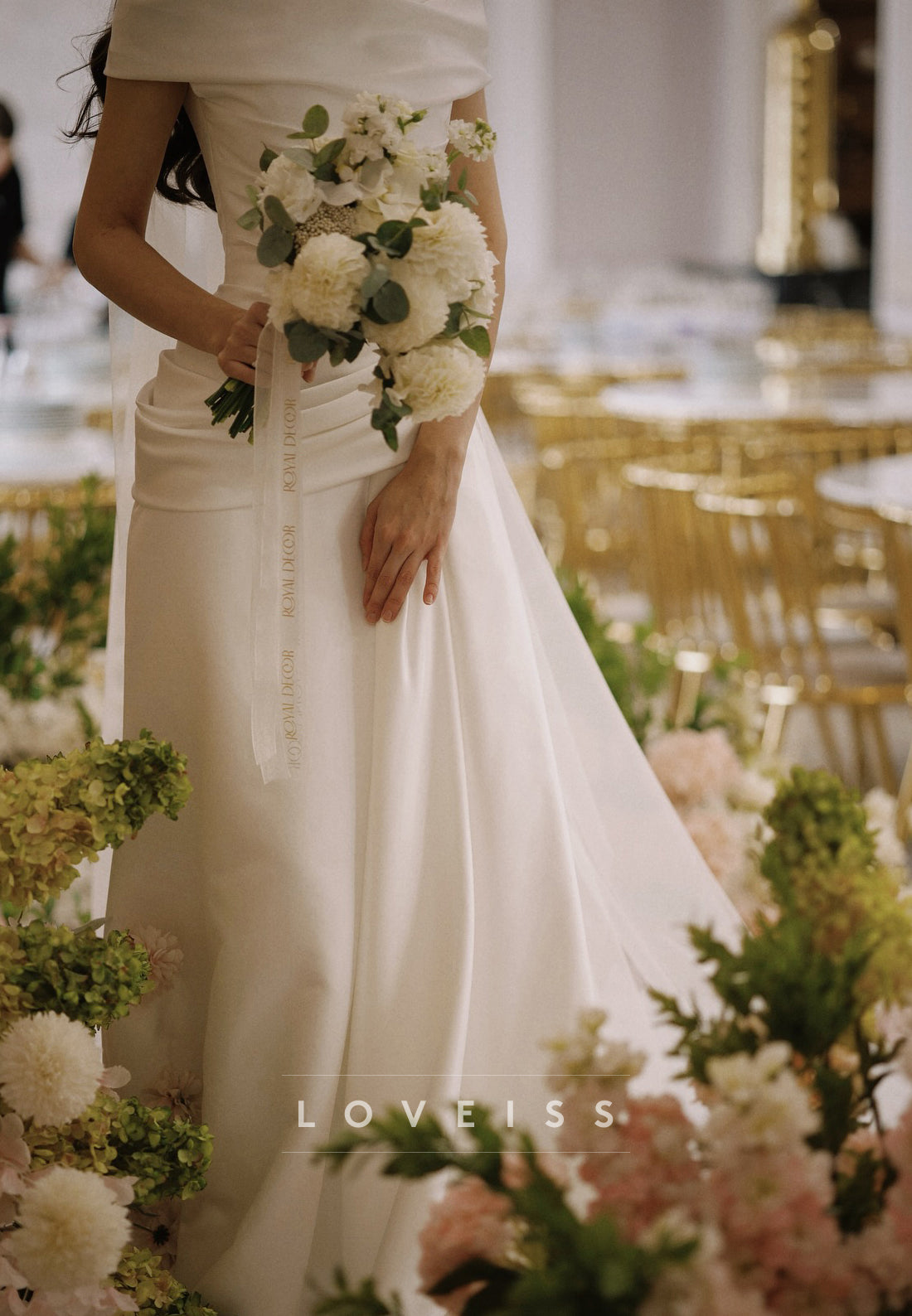 Off-Shoulder Pleated Sleeveless Satin A-Line Simple Wedding Dress