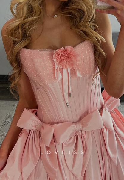 Off-Shoulder Pleated Bowknot A-Line Short Homecoming Dress