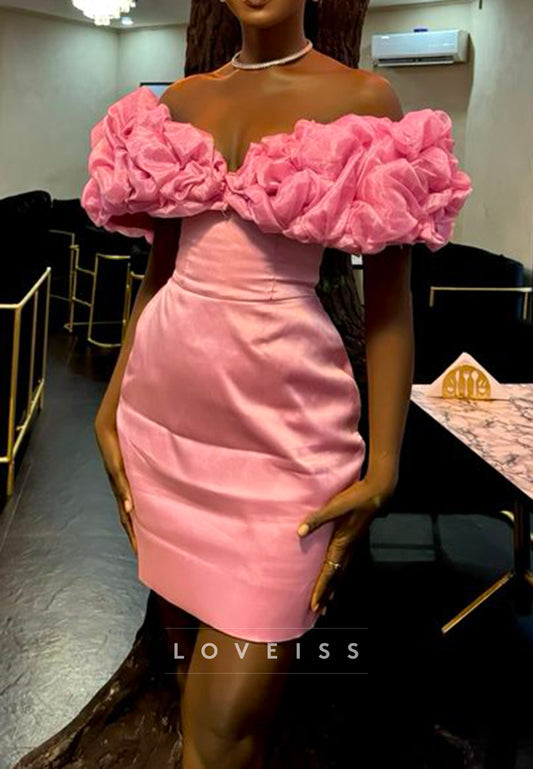 Off-Shoulder Ruched Strapless Sheath Party Homecoming Dress