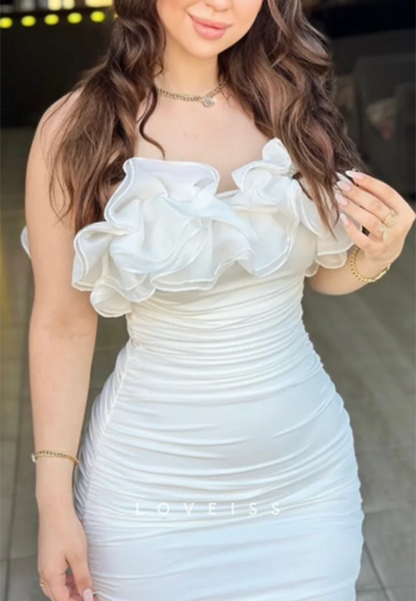 Off-Shoulder Ruffled Fitted Sheath Party Homecoming Dress