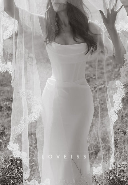 Off-Shoulder Sleek Pleated Fitted Mermaid Wedding Dress