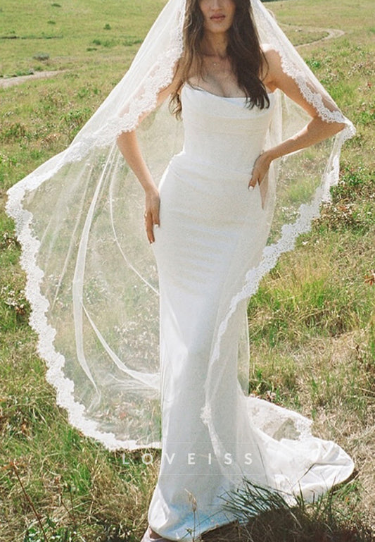 Off-Shoulder Sleek Pleated Fitted Mermaid Wedding Dress