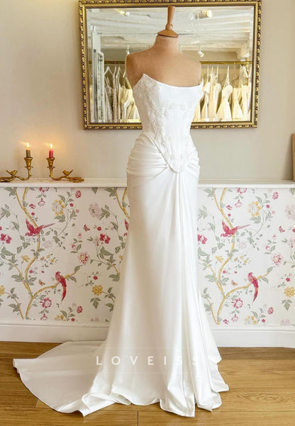 Off-Shoulder Sleeveless Appliques Corset Mermaid Wedding Dress