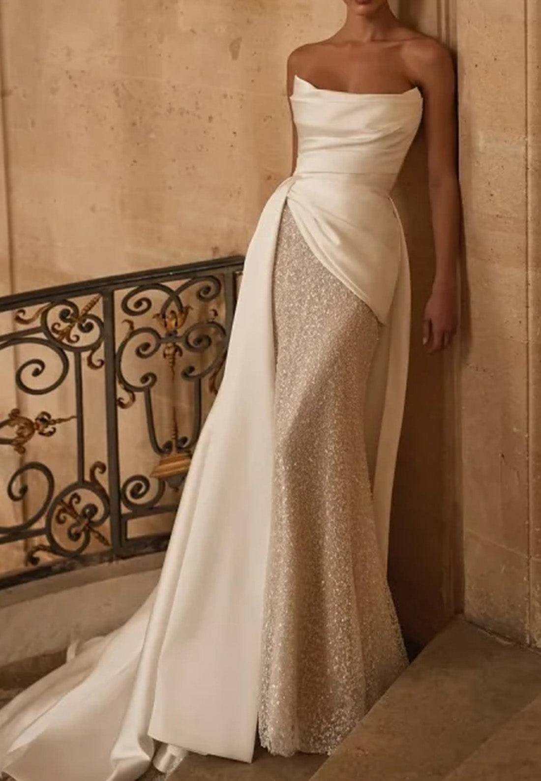 Off-Shoulder Sleeveless Beaded Embroidery Mermaid Wedding Dress