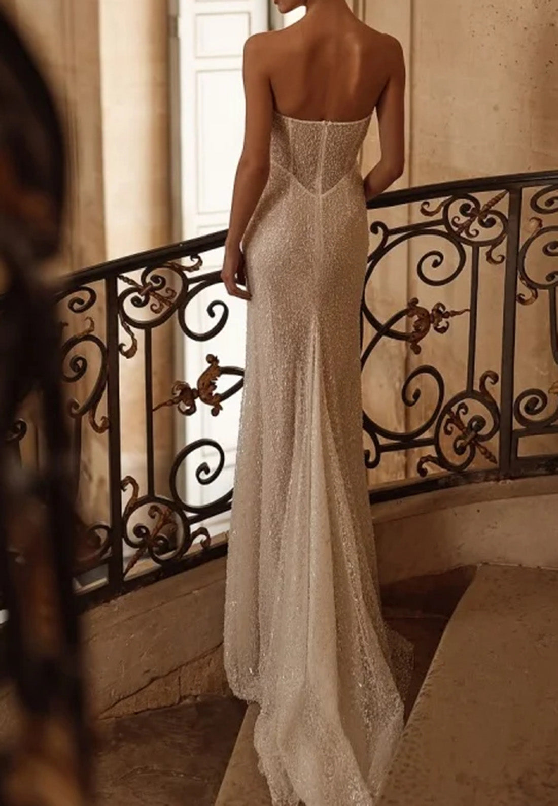 Off-Shoulder Sleeveless Beaded Embroidery Mermaid Wedding Dress