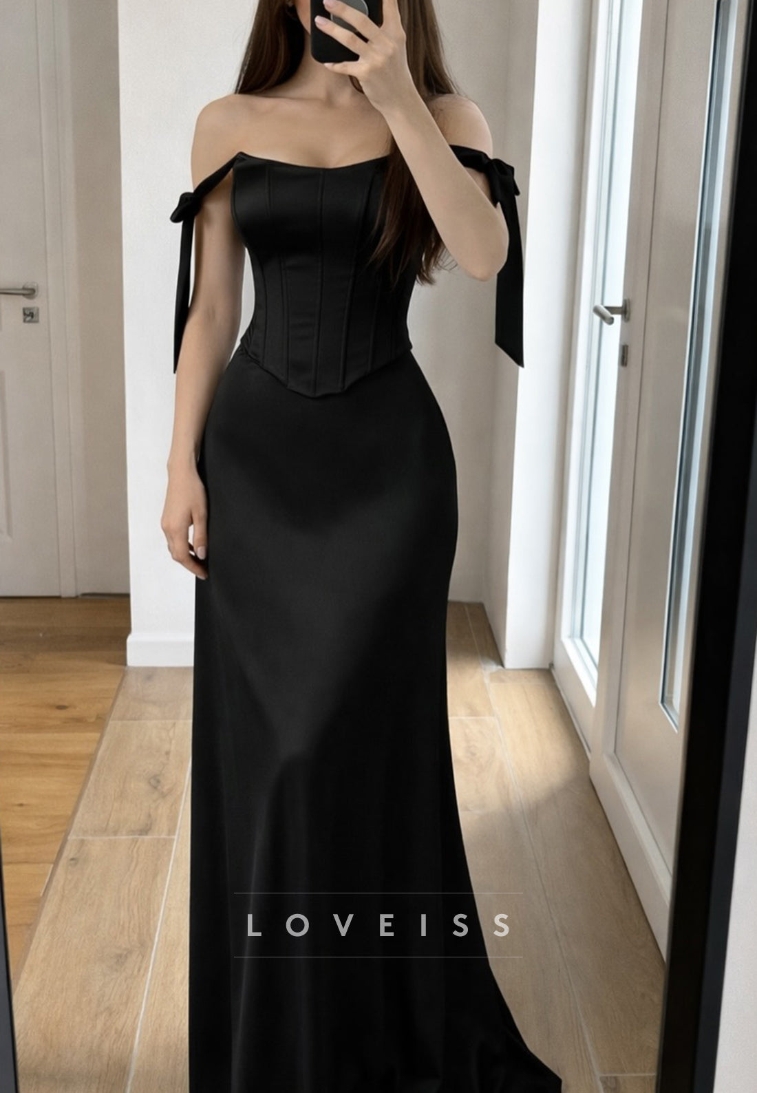 Off-Shoulder Sleeveless Corset A-Line Prom Dress