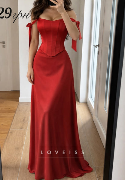 Off-Shoulder Sleeveless Corset A-Line Prom Dress