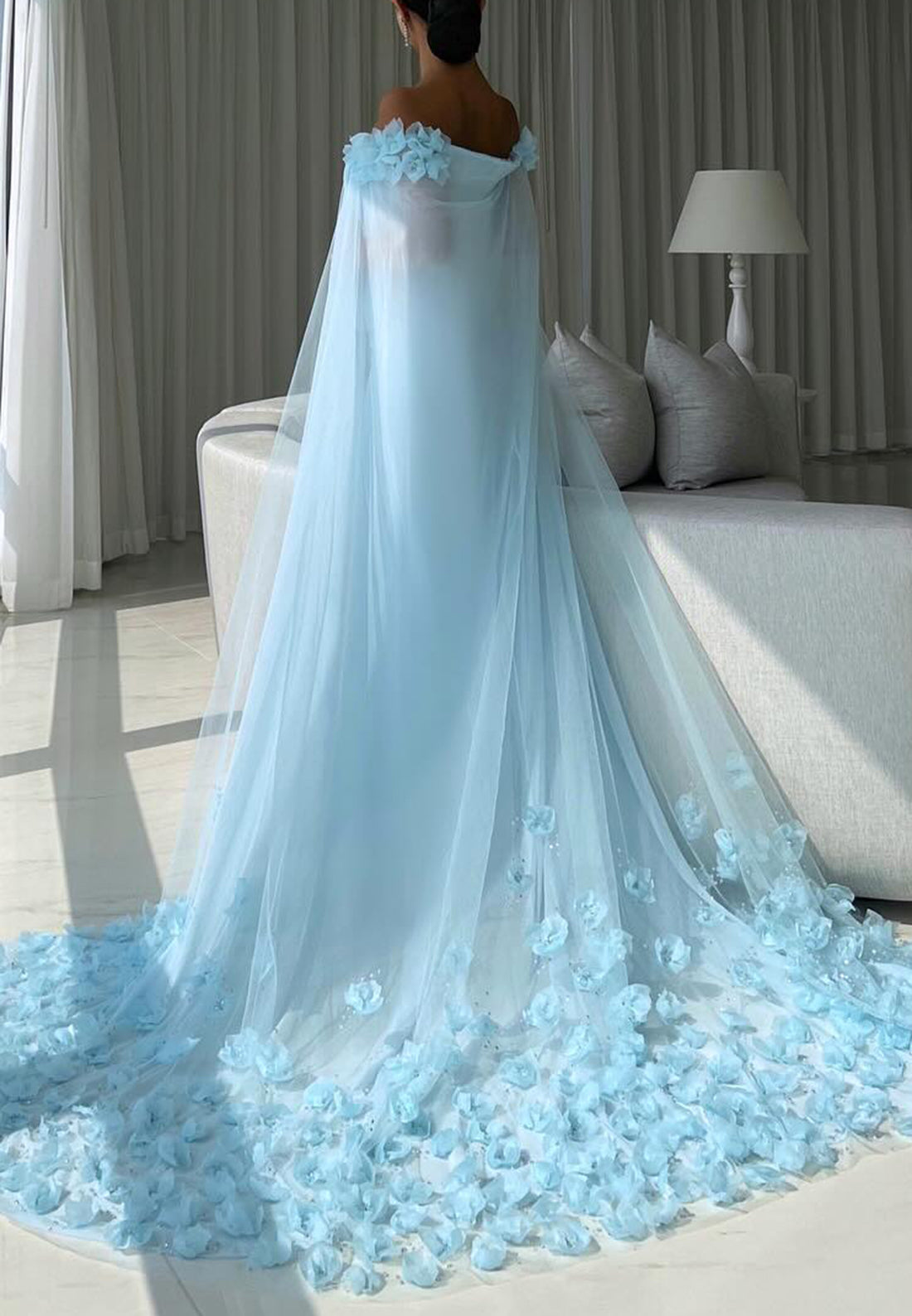 Off-Shoulder Sleeveless Floral Sleek Mermaid Formal Dress