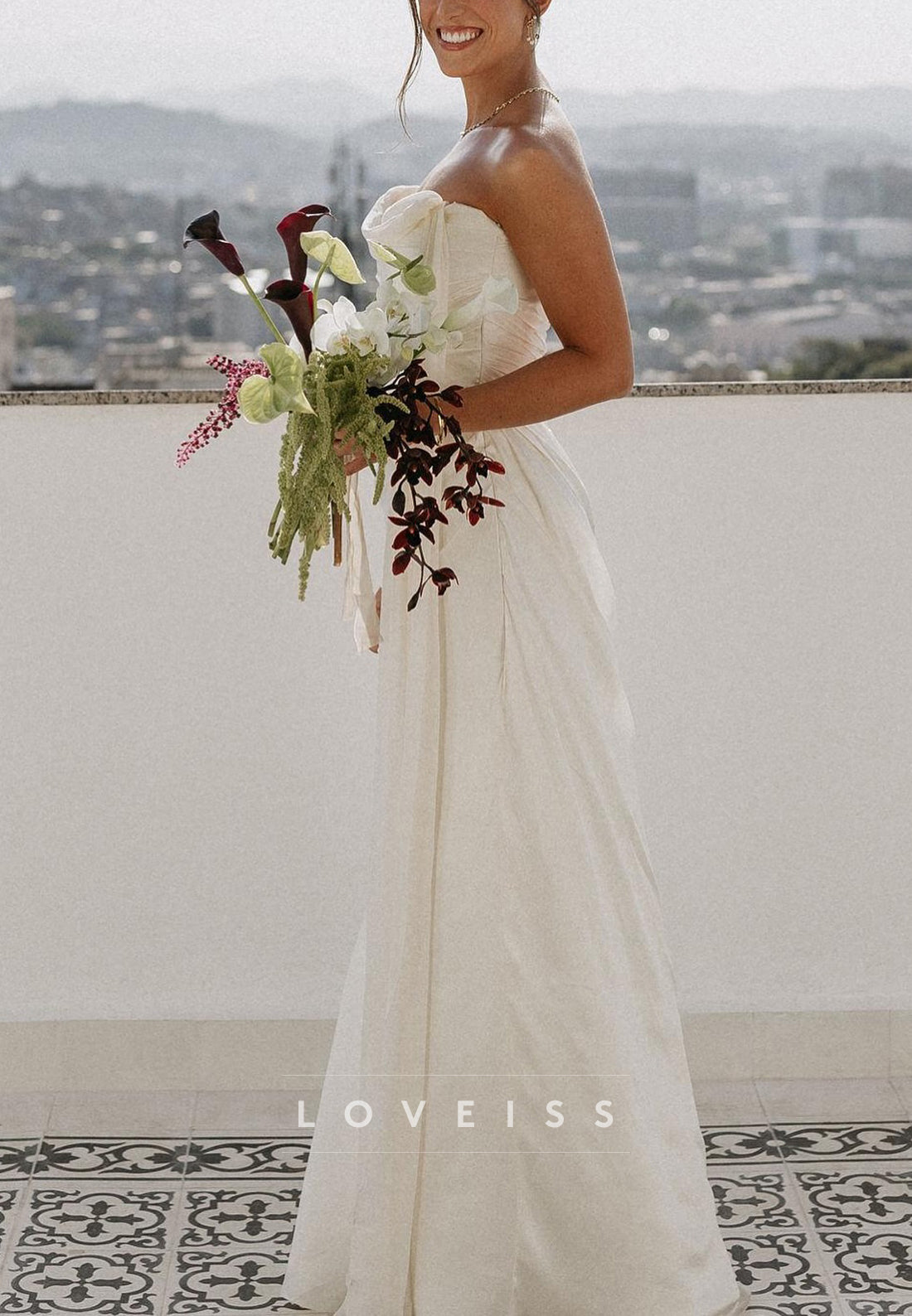 Off-Shoulder Sleeveless Pleated Sheath Simple Wedding Dress