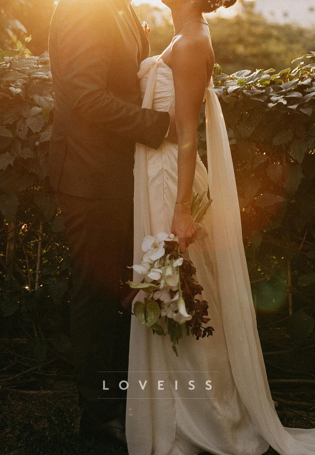 Off-Shoulder Sleeveless Pleated Sheath Simple Wedding Dress