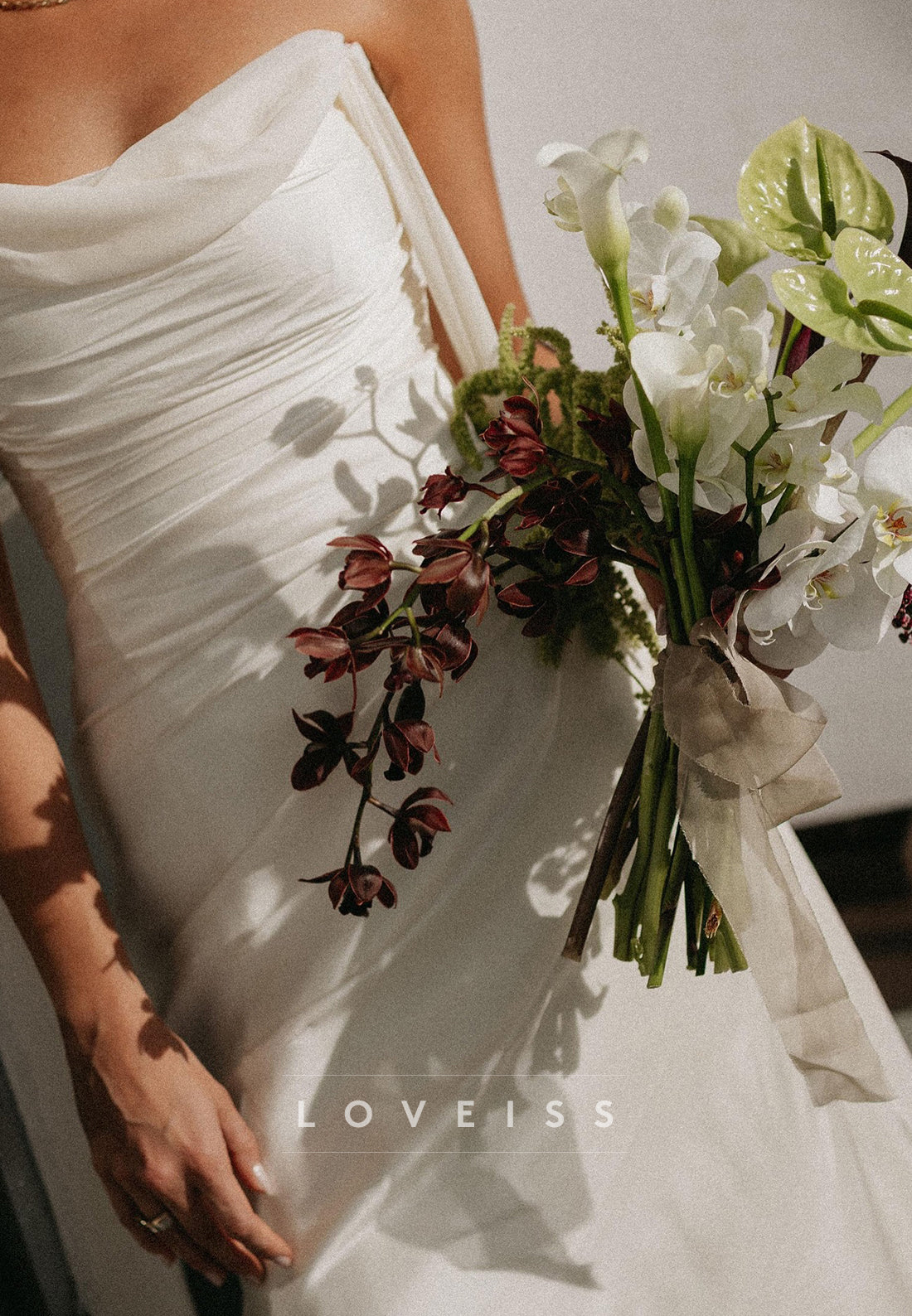Off-Shoulder Sleeveless Pleated Sheath Simple Wedding Dress