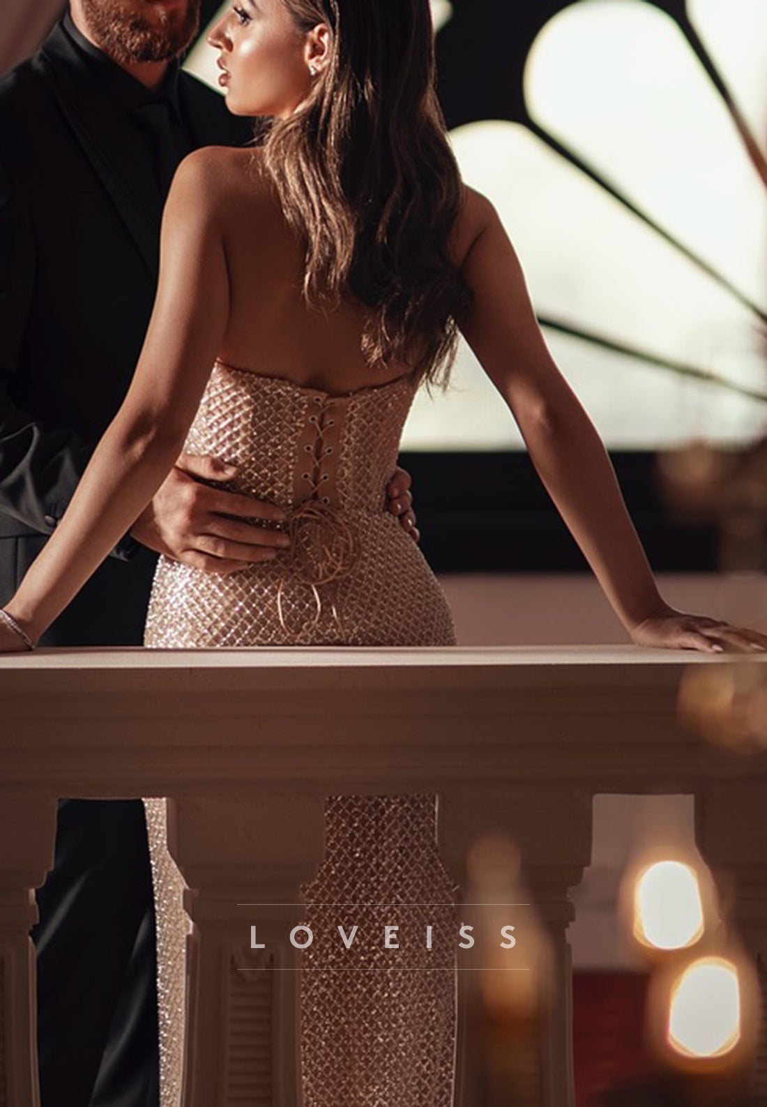 Off-Shoulder Sleeveless Pleated Sparkly Sheath Prom Dress