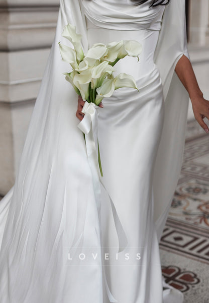 Off-Shoulder Sleeveless Satin Mermaid Wedding Dress