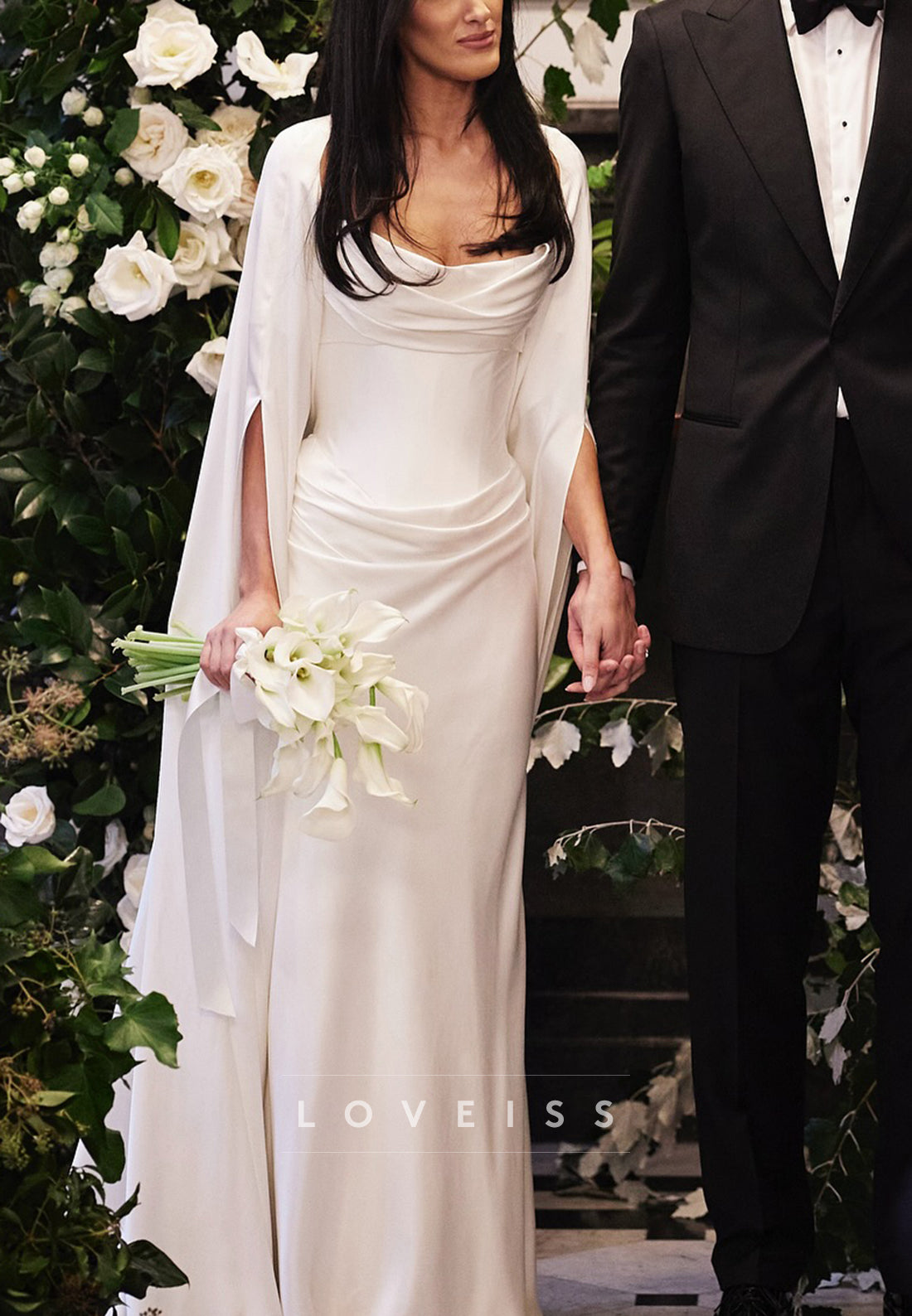 Off-Shoulder Sleeveless Satin Mermaid Wedding Dress