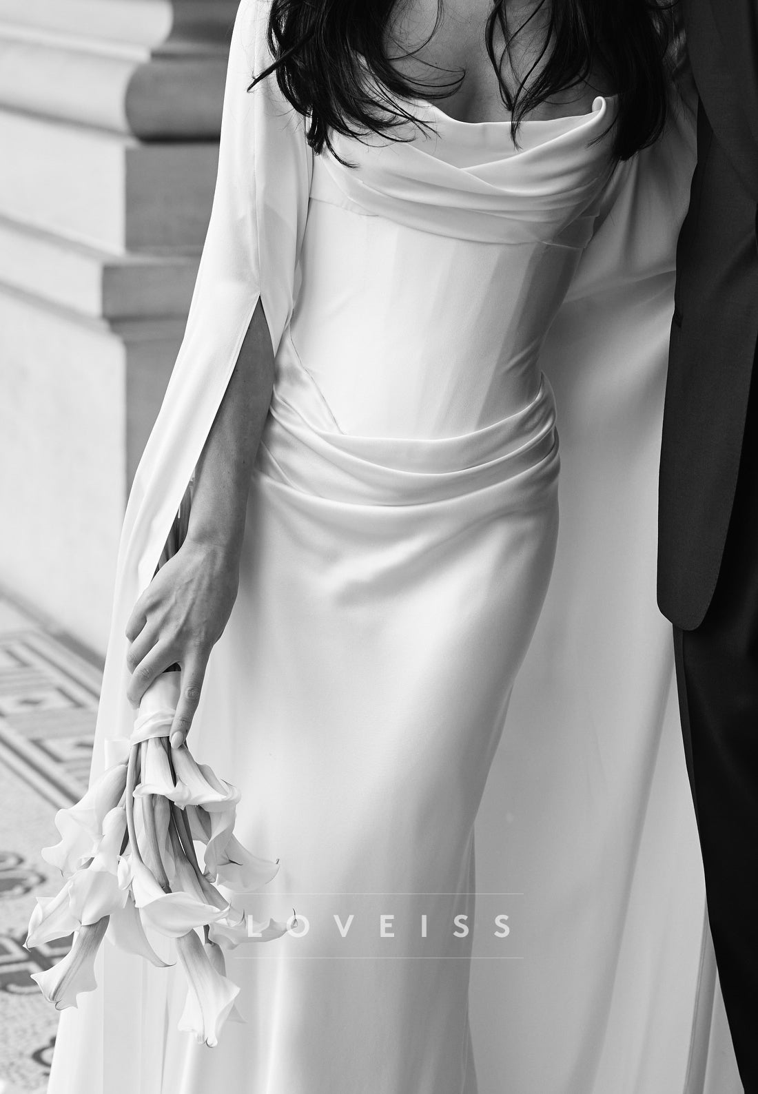 Off-Shoulder Sleeveless Satin Mermaid Wedding Dress