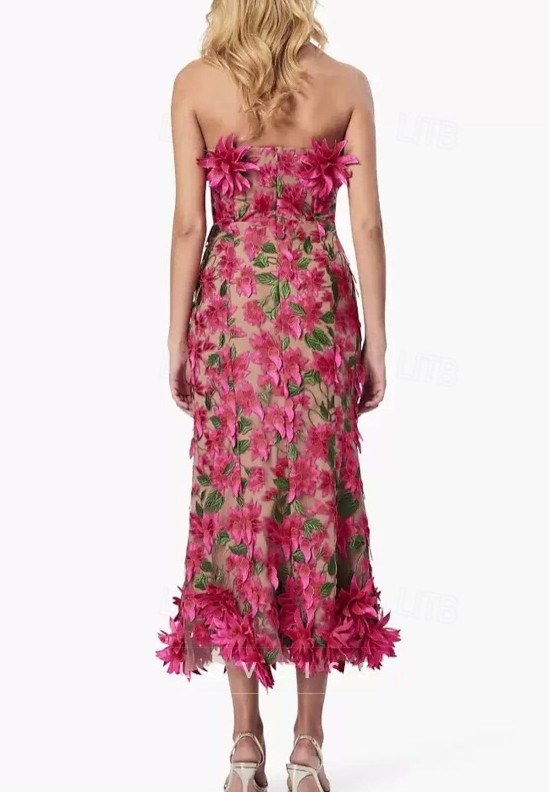 Off-Shoulder Sleeveless Sheath Floral Appliques Sheath Evening Dress