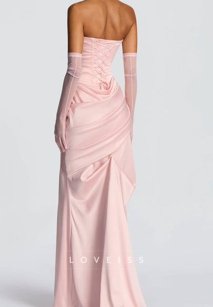 Off-Shoulder Sleeveless Simple Pink Mermaid Prom Dress