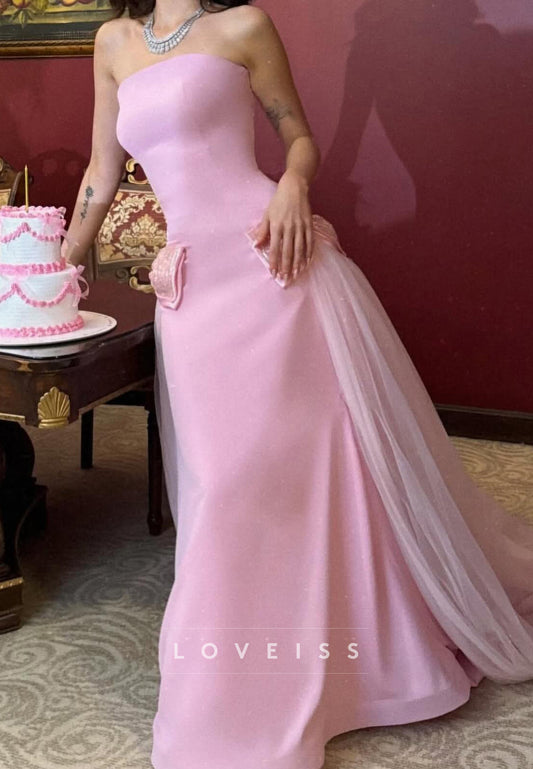 Off-Shoulder Sleeveless Sleek Bowknot Sheath Prom Dress