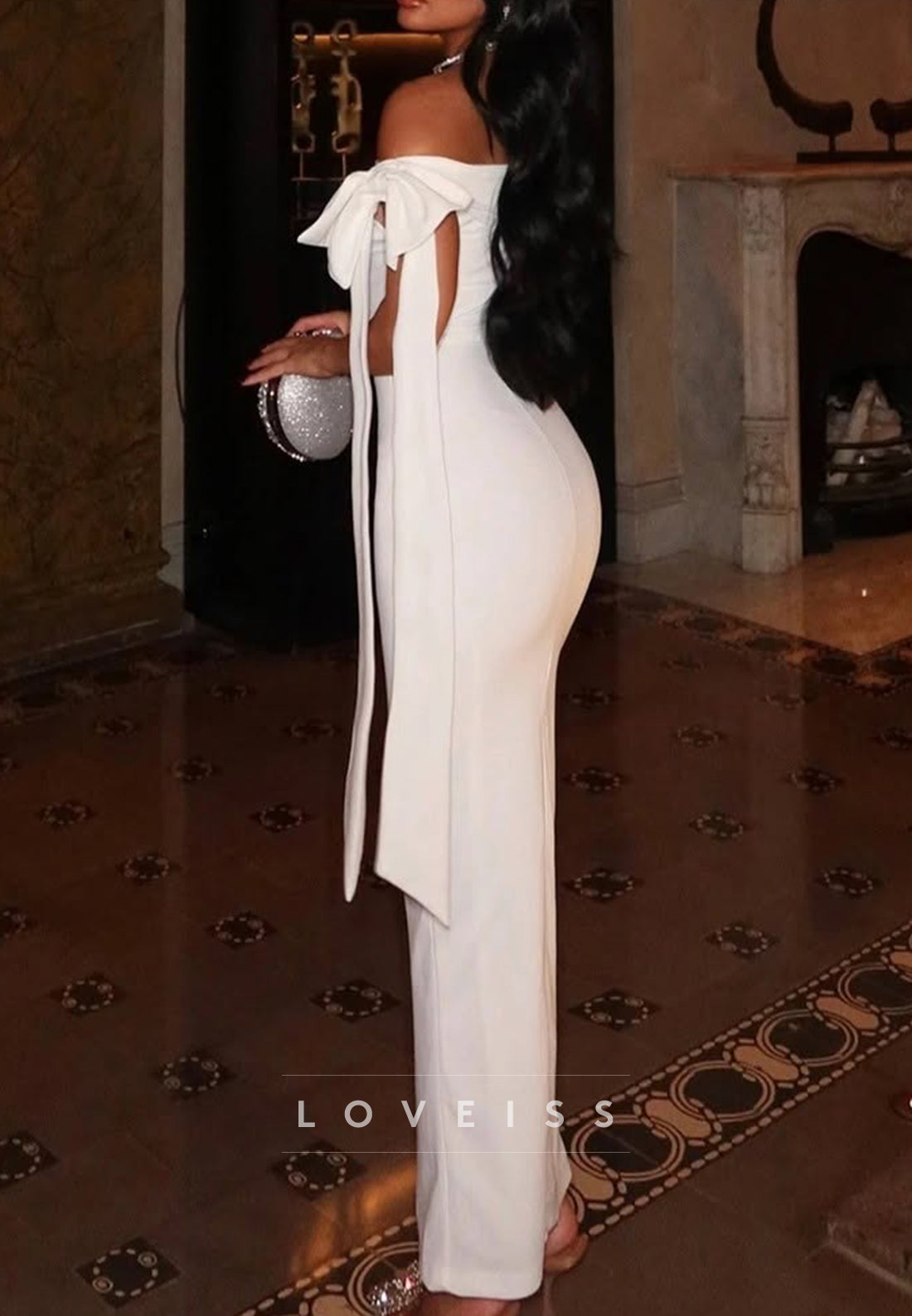 Off-Shoulder Sleeveless Sleek Mermaid Ankle-Length Evening Dress