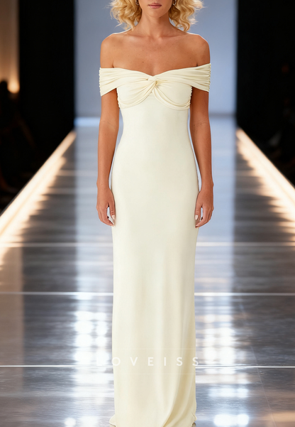 Off-Shoulder Sleeveless Sleek Sheath Prom Dress
