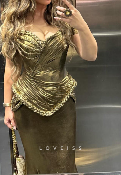 Off-Shoulder Sleeveless Sparkly Corset Mermaid Prom Dress