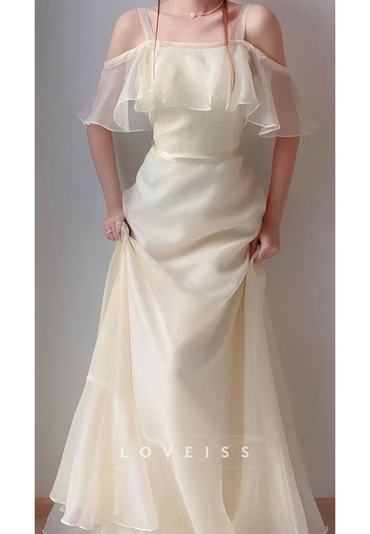Off-Shoulder Spaghetti Straps A-Line Cocktail Dress
