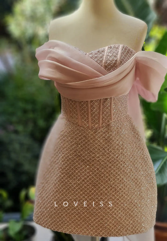 Off-Shoulder Strapless Beaded Embroidery A-Line Party Homecoming Dress