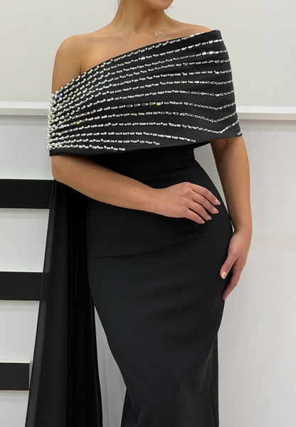 Off-Shoulder Strapless Beaded Mother of Bride Dress Mermaid Evening Dress