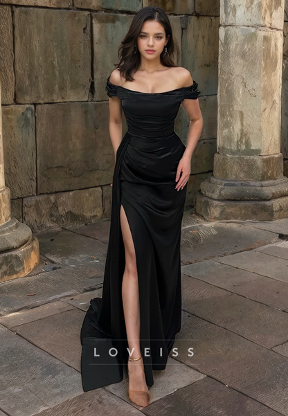 Off-Shoulder Strapless High Slit Sheath Prom Dress