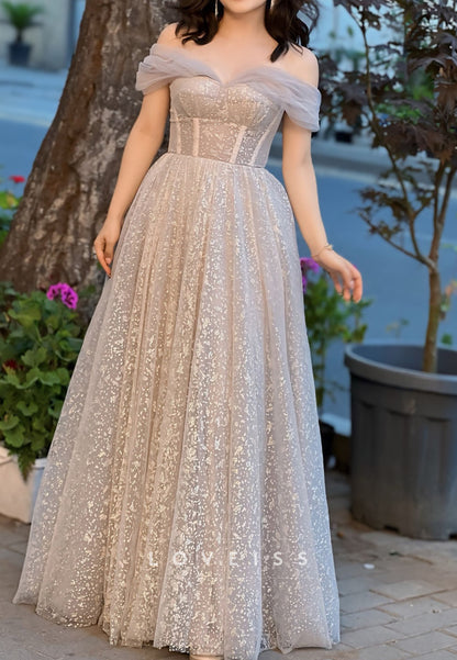 Off-Shoulder Strapless Pleated Appliques A-Line Prom Dress