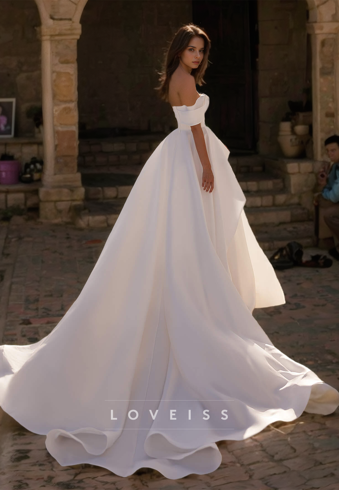 Off-Shoulder Strapless Ruffled A-Line Wedding Dress