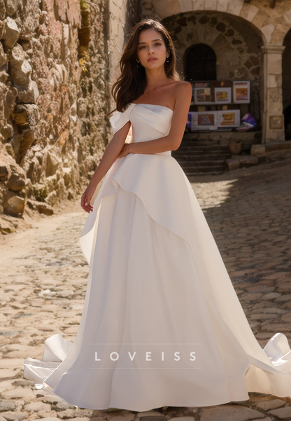 Off-Shoulder Strapless Ruffled A-Line Wedding Dress