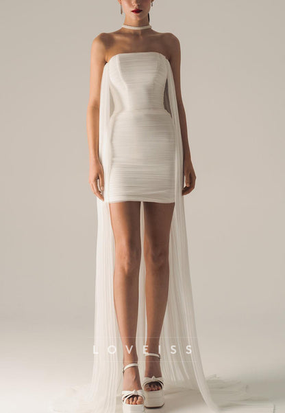 Off-Shoulder Strapless Sheath Short Wedding Dress