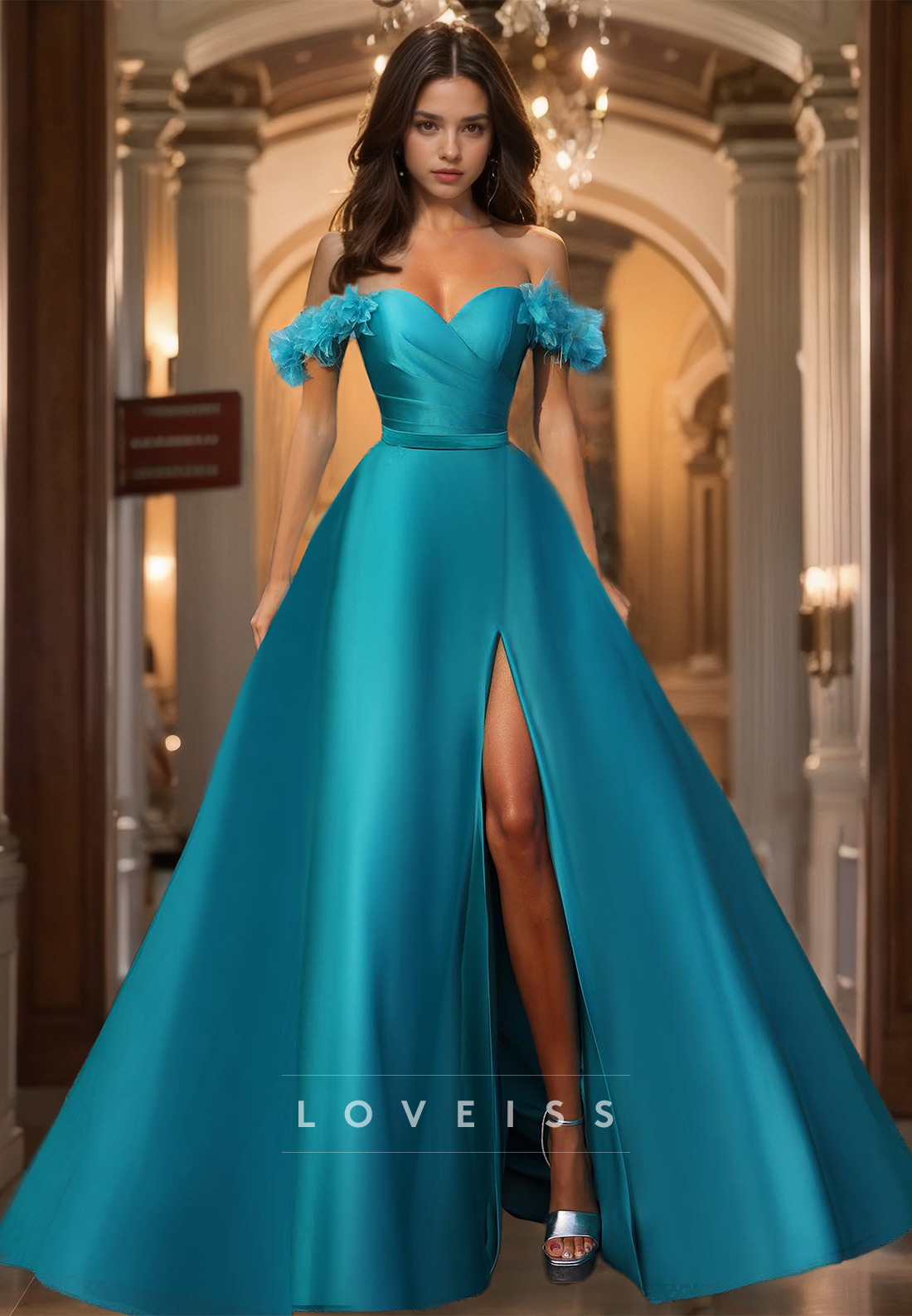 Off-Shoulder Strapless Sleek Satin A-Line Prom Dress