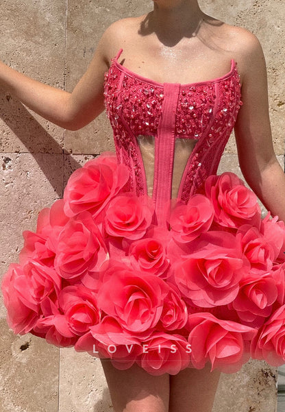 Off-Shoulder Appliques Floral A-Line Short Party Homecoming Dress