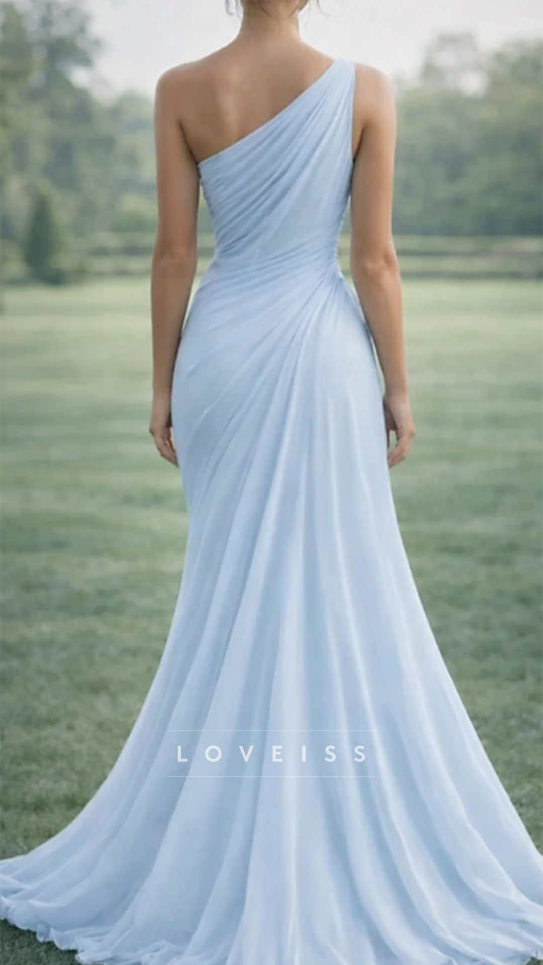 One Shoulder Pleated 3D Floral Mermaid Mother of Bride Dress