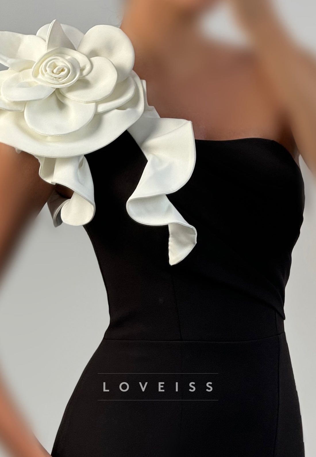 One Shoulder Sleeveless Floral Embellished Mermaid Mother of Bride Dress