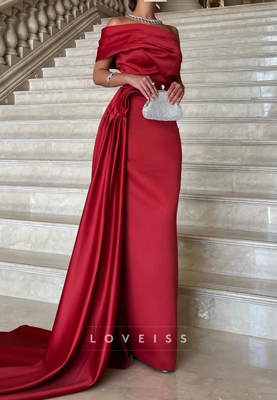 One Shoulder Sleeveless Pleated Sleek Mermaid Evening Dress