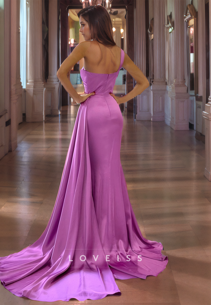 One Shoulder Sleeveless Sleek Mermaid Prom Dress